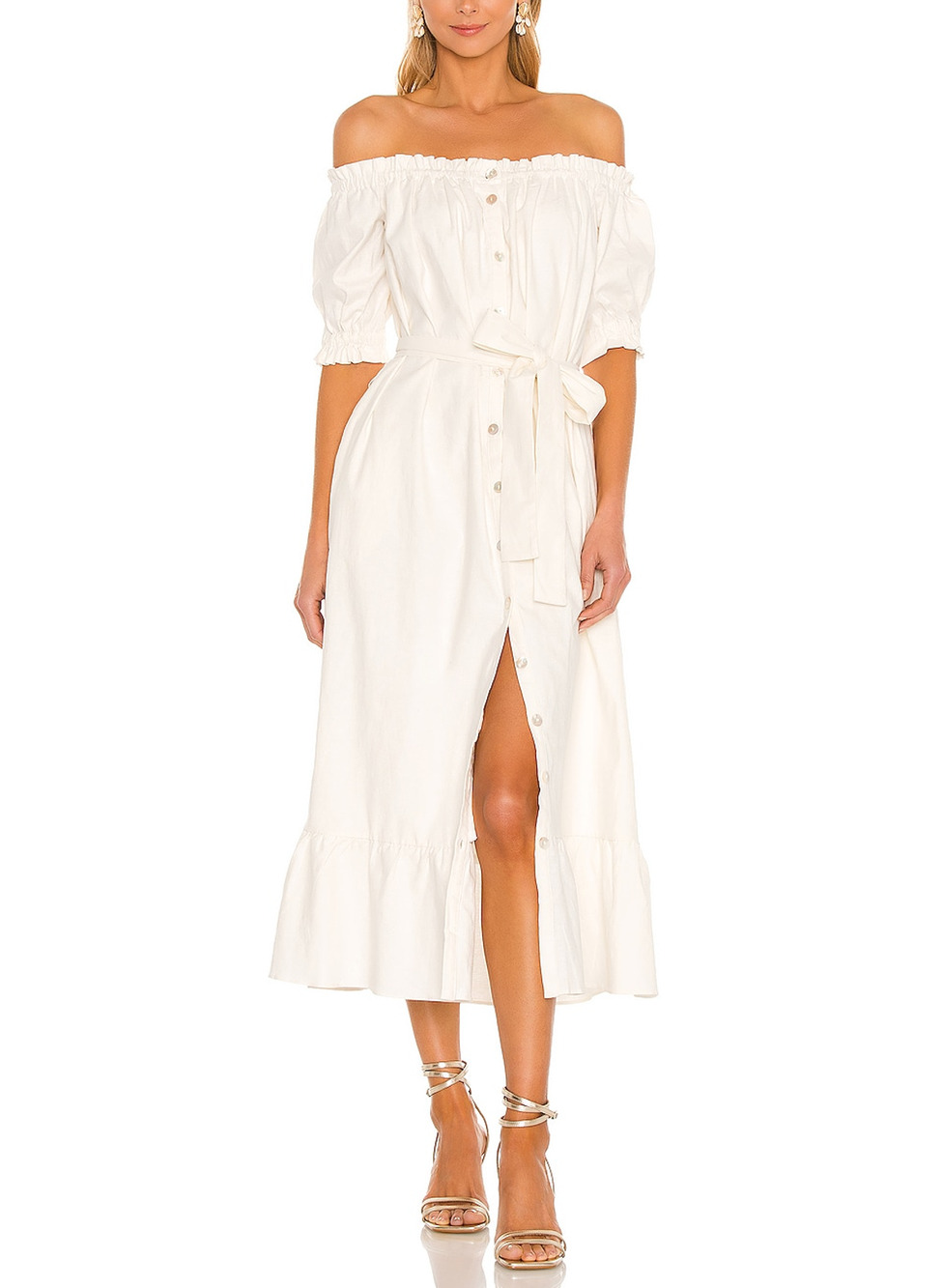 Tularosa Button Front Ivory Kami Midi Dress Size XS NWT